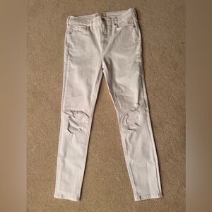 Free People busted knee white jeans